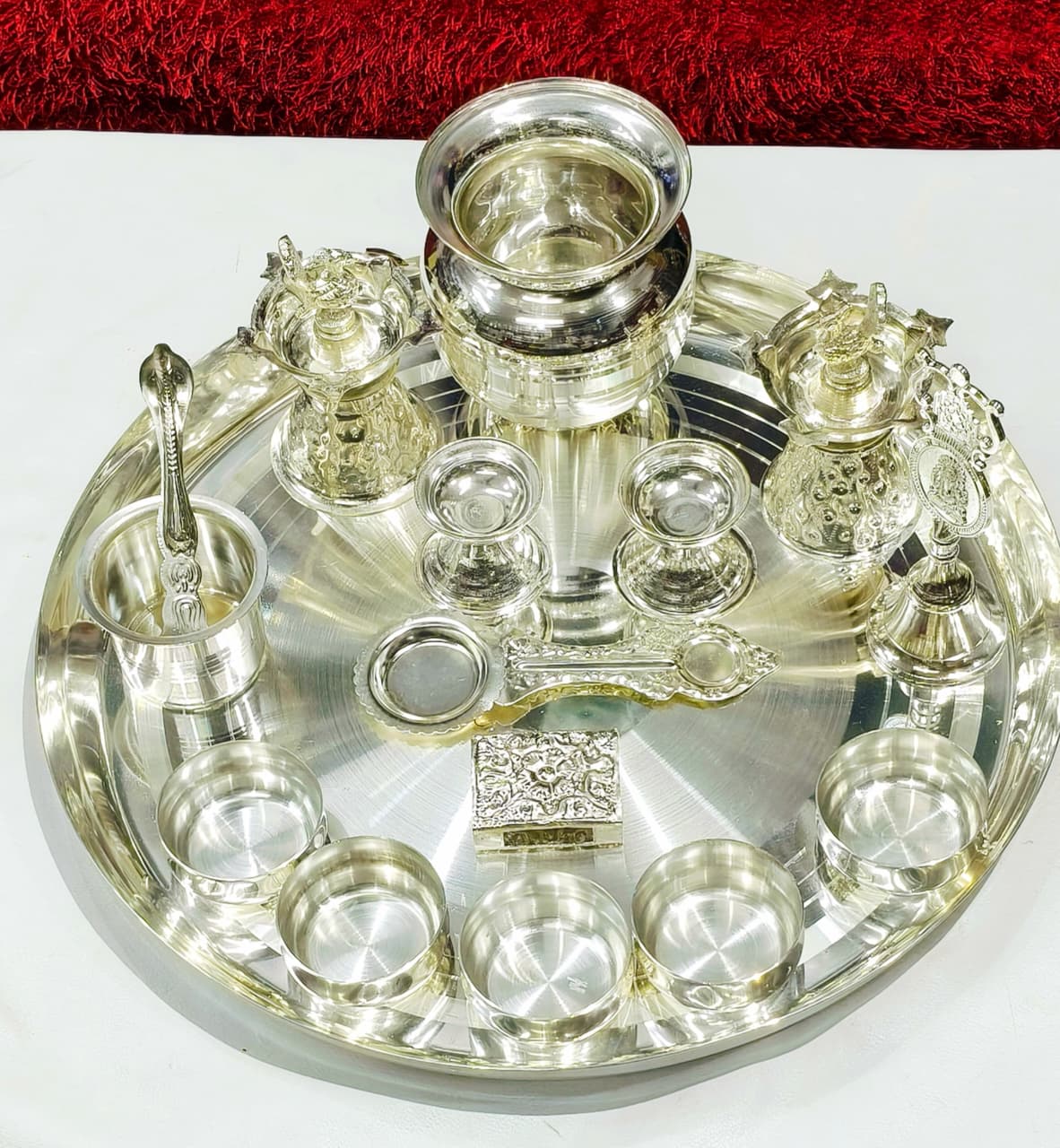 German silver BIG SIZE PUJA SET for  MAA LAXMI puja for diwali/ housewarming